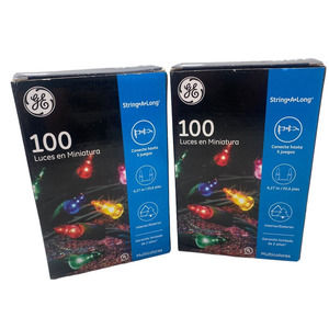 GE 100 Miniature Lights String A Long Light Multicolor Indoor/Outdoor 2 Pack New